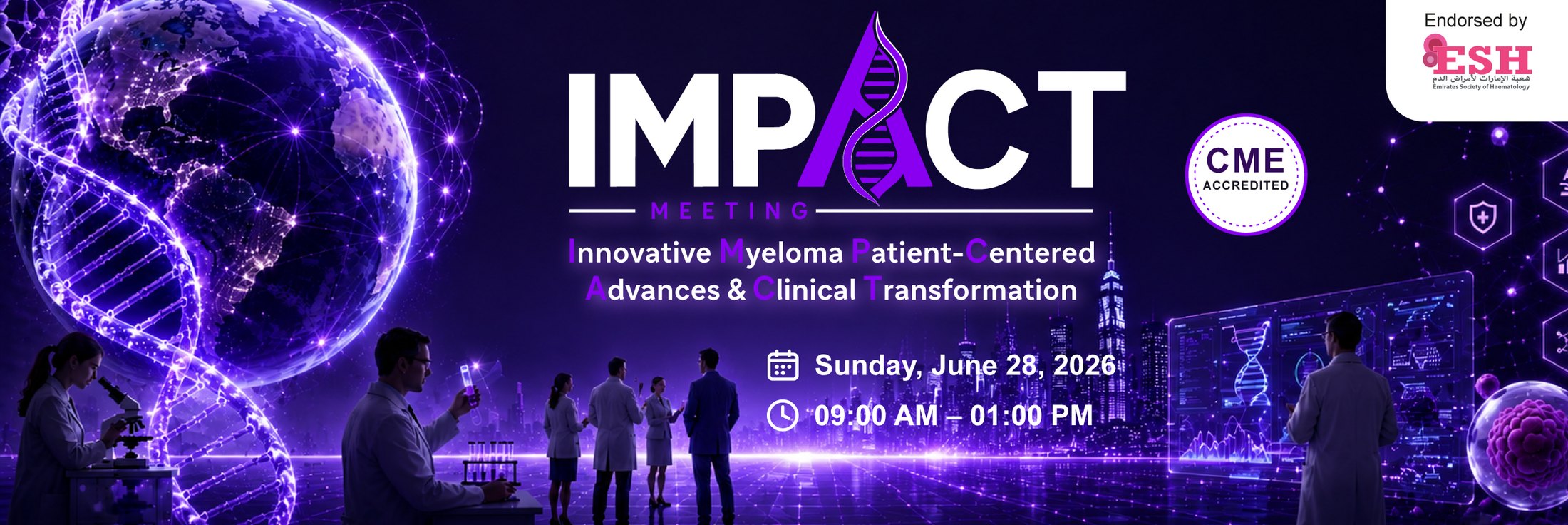 IMPACT Meeting, Innovative Myeloma Patient-Centered Advances and Clinical Transformation, Sunday 28 June 2026, 9:00 AM to 1:00 PM, CME accredited, endorsed by ESH